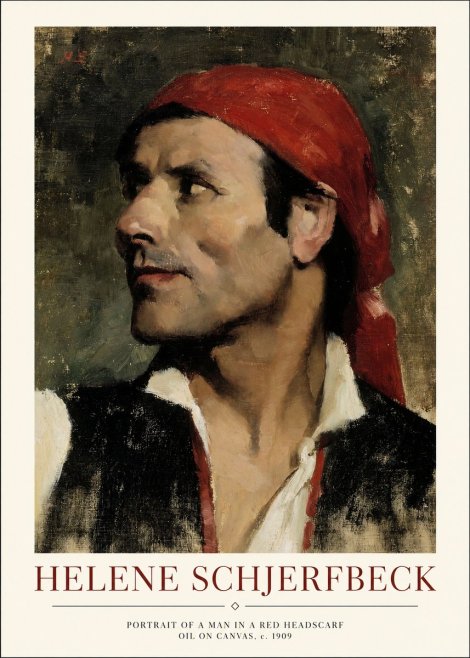 Helene Schjerfbeck Portrait of a Man in a Red Headscarf No1 - Juliste