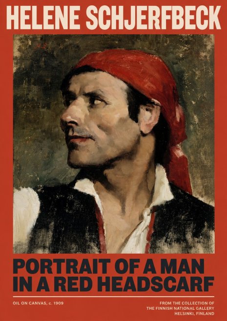 Helene Schjerfbeck Portrait of a Man in a Red Headscarf No2 - Juliste