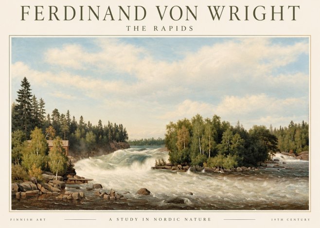 Ferdinand von Wright Rapids in a Finnish River No3 - Juliste