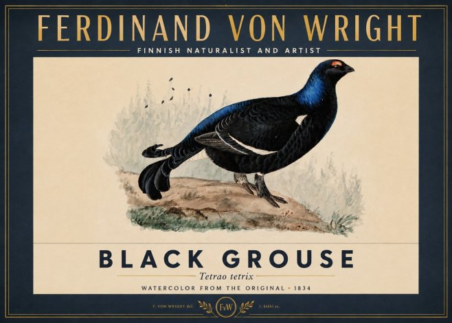 Ferdinand von Wright Black Grouse No3 - Juliste