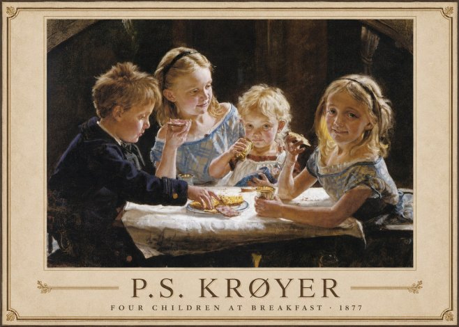 P.S. Krøyer Four Children at Breakfast No1 - Juliste