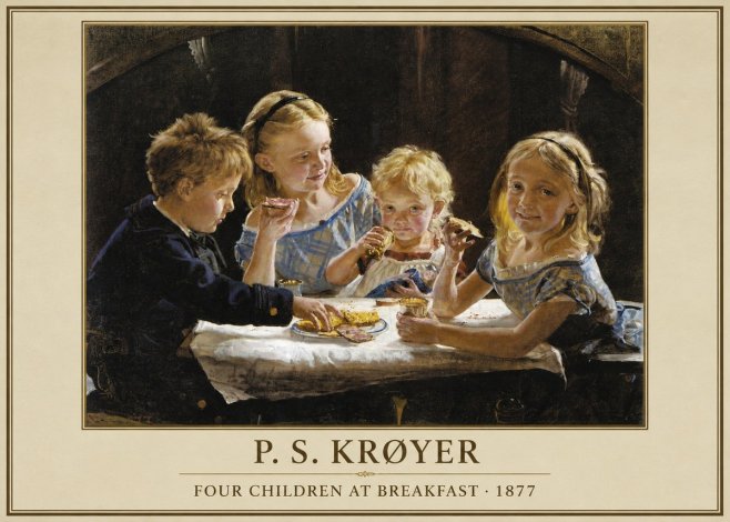 P.S. Krøyer Four Children at Breakfast No4 - Juliste