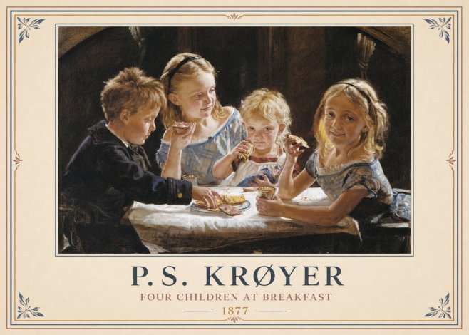 P.S. Krøyer Four Children at Breakfast No6 - Juliste