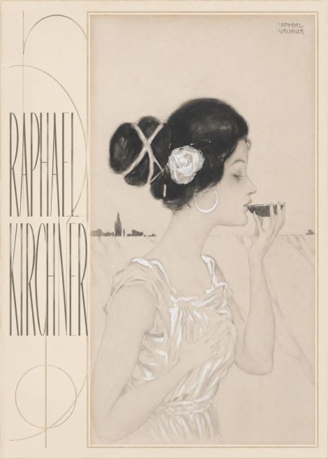 Raphael Kirchner Elegant Lady with Rose and Cup No5 - Juliste