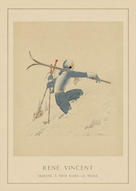 René Vincent Skieuse À Pied Dans La Neige No4 - Juliste