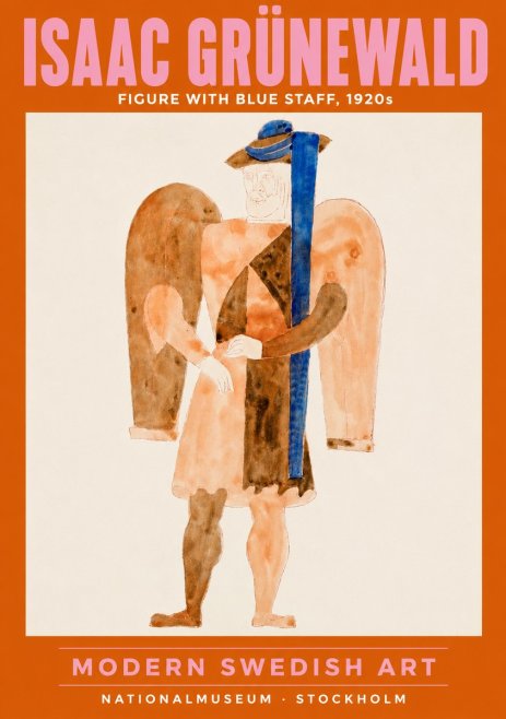 Isaac Grünewald Figure with Blue Staff No2 - Juliste