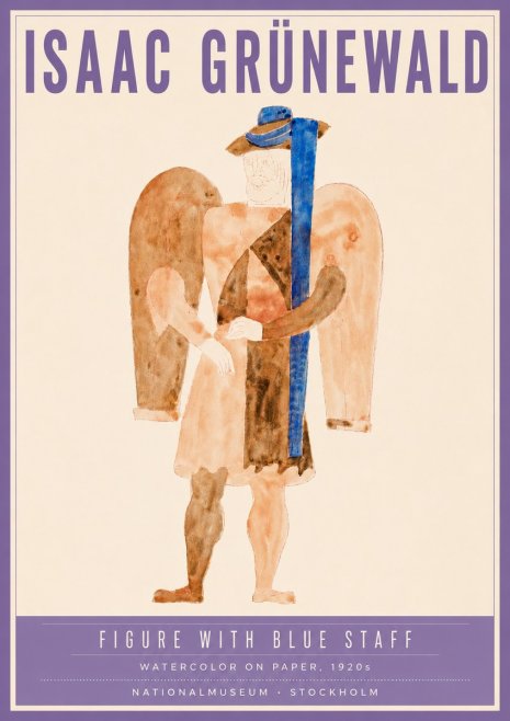 Isaac Grünewald Figure with Blue Staff No4 - Juliste