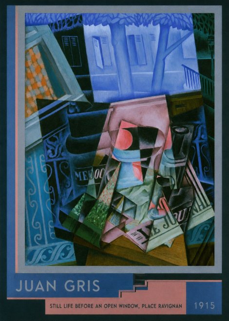 Juan Gris Still Life Before an Open Window, Place Ravignan No2 - Juliste