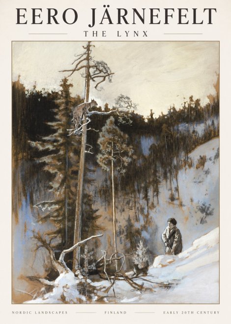 Eero Järnefelt A Lynx in a Tree No3 - Juliste