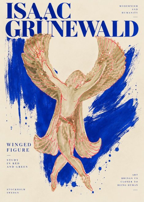 Isaac Grünewald Winged Figure Study in Red and Green No6 - Juliste