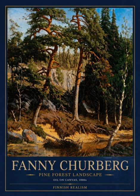 Fanny Churberg Pine Forest Landscape No3 - Juliste