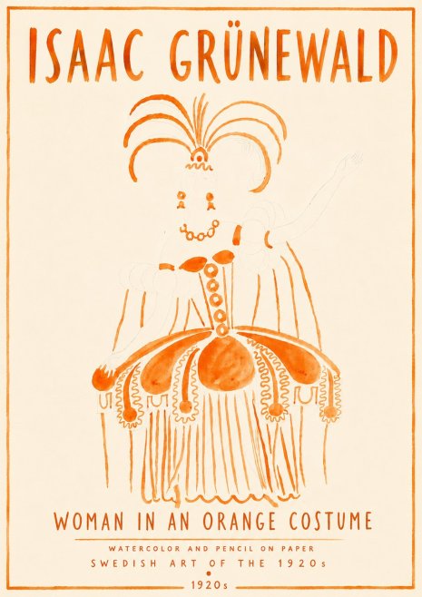 Isaac Grünewald Woman in an Orange Costume No6 - Juliste