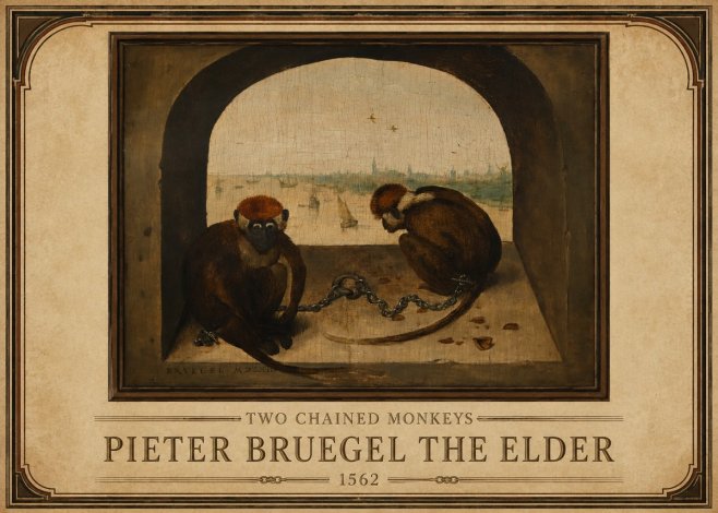 Pieter Bruegel Two Chained Monkeys I No1 - Juliste