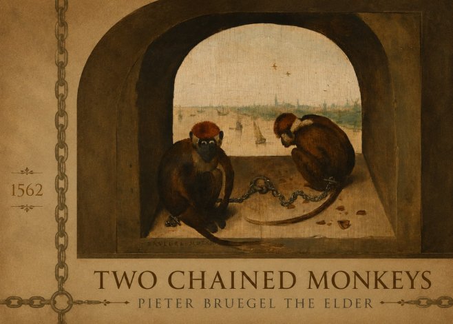 Pieter Bruegel Two Chained Monkeys I No2 - Juliste