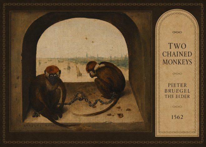 Pieter Bruegel Two Chained Monkeys I No3 - Juliste