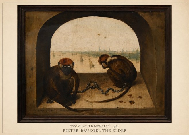 Pieter Bruegel Two Chained Monkeys I No4 - Juliste