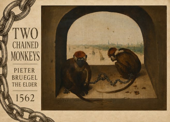 Pieter Bruegel Two Chained Monkeys I No6 - Juliste
