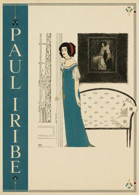 Paul Iribe Elegant Lady in Blue Dress No2 - Juliste