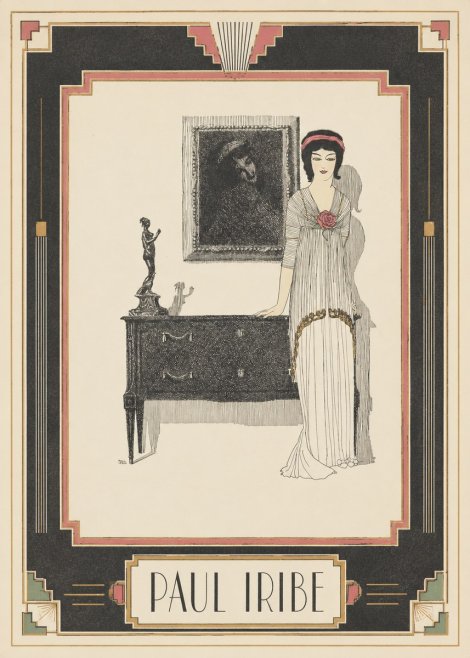 Paul Iribe Elegant Figure in Art Deco Interior No4 - Juliste