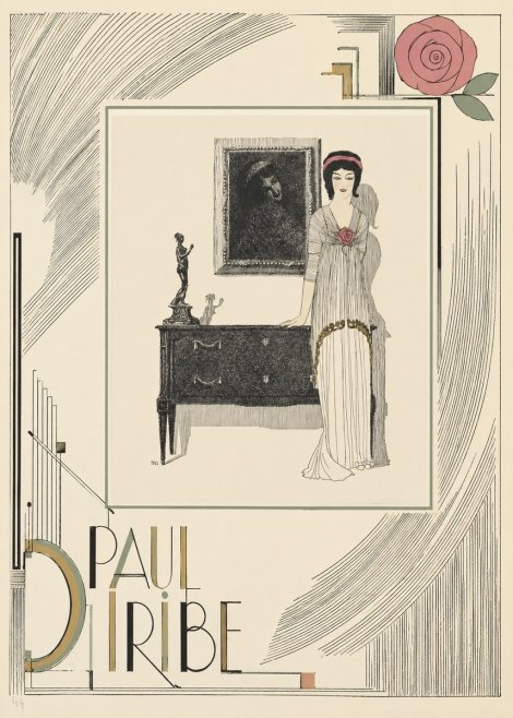 Paul Iribe Elegant Figure in Art Deco Interior No6 - Juliste
