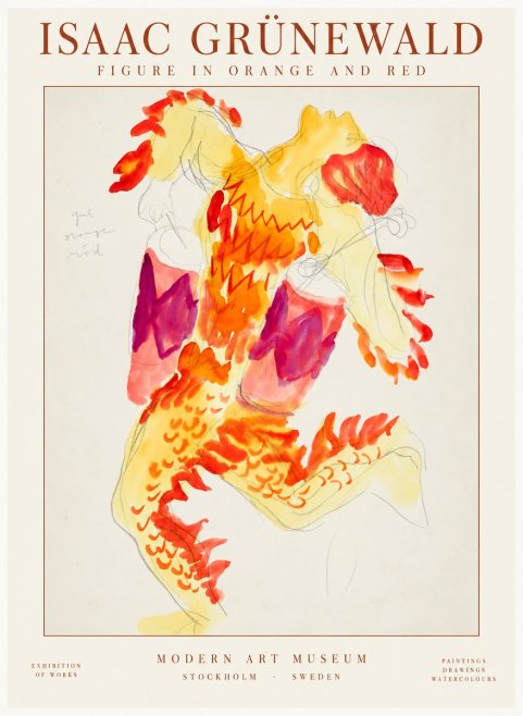 Isaac Grünewald Figure in Orange and Red No2 - Juliste