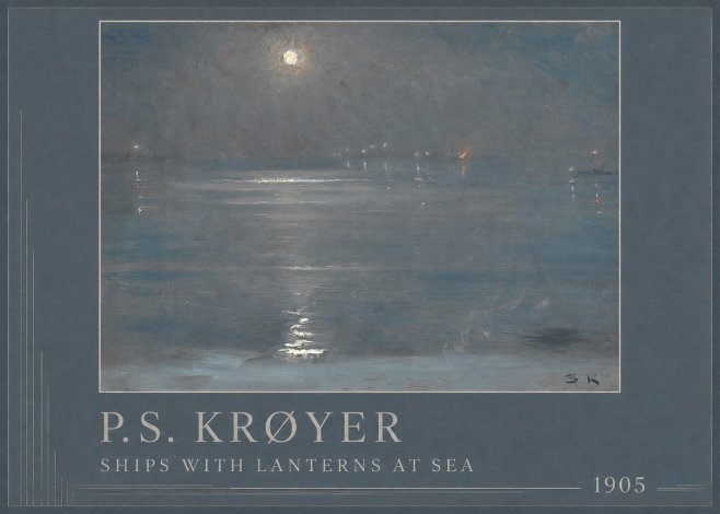 P.S. Krøyer Ships with Lanterns at Sea No1 - Juliste