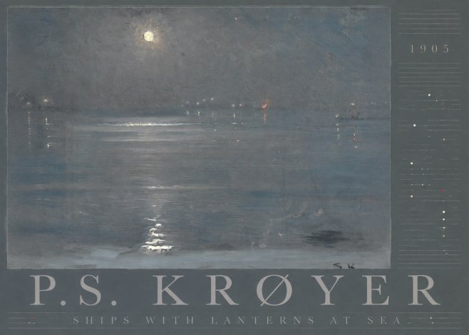 P.S. Krøyer Ships with Lanterns at Sea No3 - Juliste