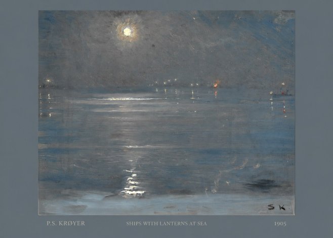 P.S. Krøyer Ships with Lanterns at Sea No6 - Juliste