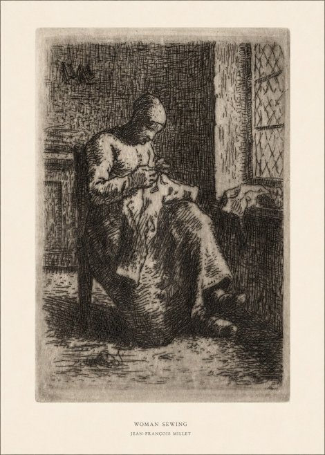 Jean-François Millet Woman Sewing No5 - Juliste