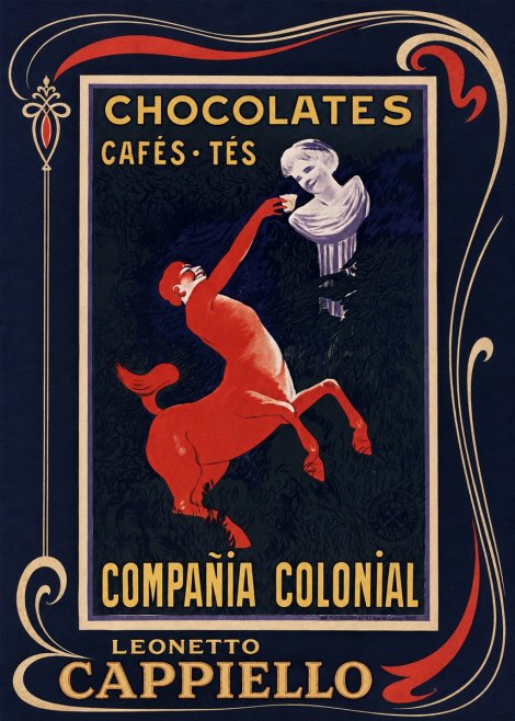 Leonetto Cappiello Chocolates, Cafés, Tés - Compañía Colonial No1 - Juliste