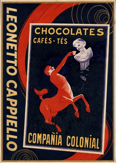 Leonetto Cappiello Chocolates, Cafés, Tés - Compañía Colonial No4 - Juliste