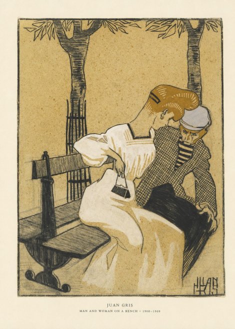 Juan Gris Man and Woman on a Bench No6 - Juliste