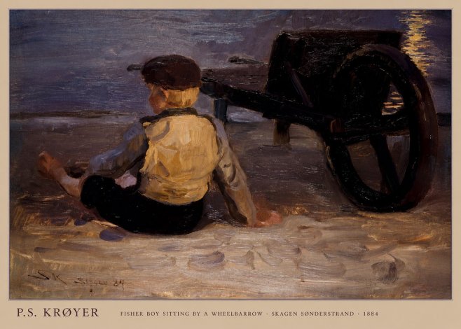 P.S. Krøyer Fisher Boy Sitting by a Wheelbarrow No6 - Juliste