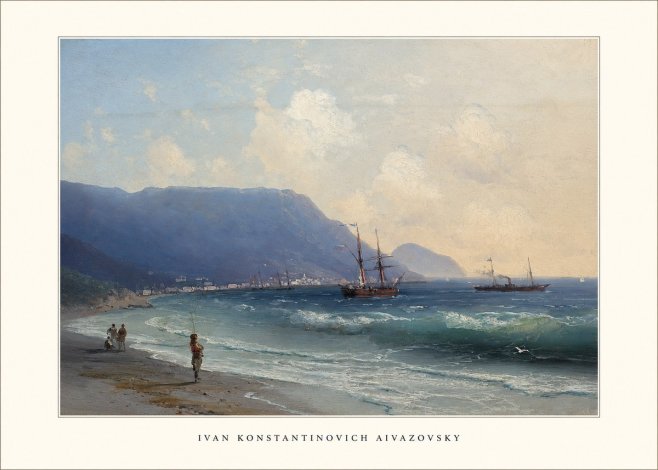 Ivan Konstantinovich Aivazovsky A Coastal View with Fishing Figures No5 - Juliste