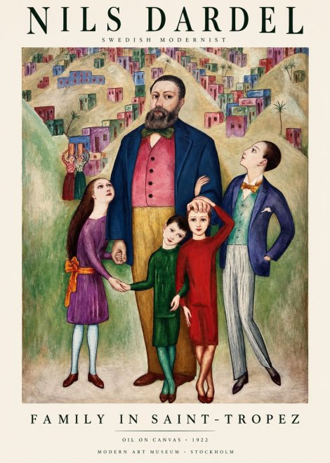 Nils Dardel Family in Saint-tropez No1 - Juliste