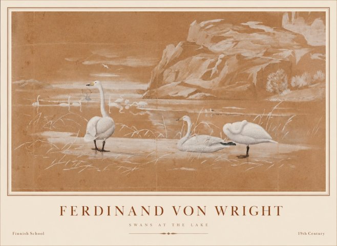 Ferdinand von Wright Swans at the Lake No1 - Juliste