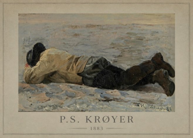 P.S. Krøyer Fisherman Lying on the Beach No1 - Juliste