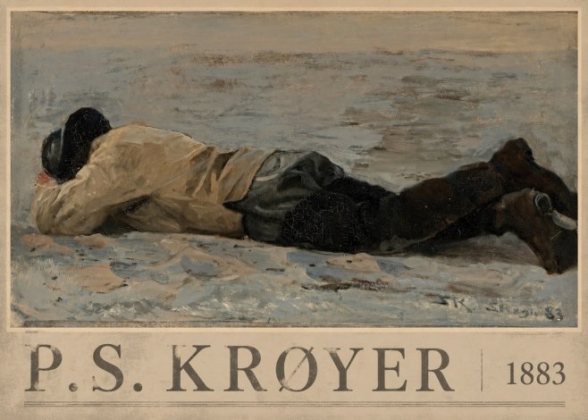 P.S. Krøyer Fisherman Lying on the Beach No3 - Juliste