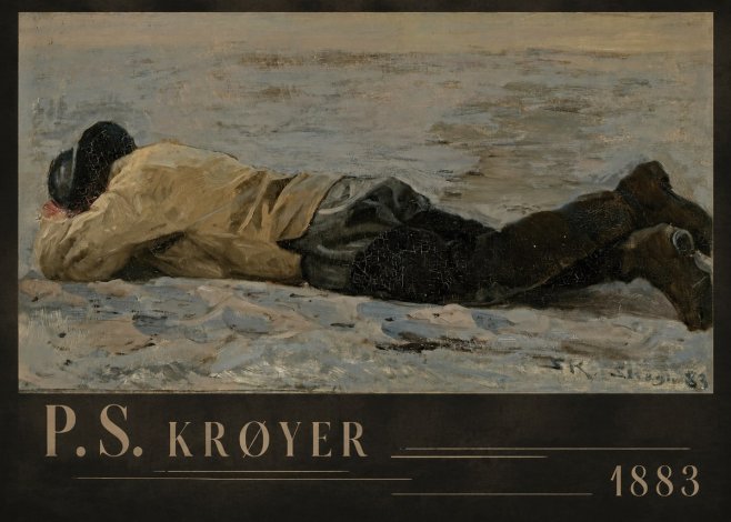 P.S. Krøyer Fisherman Lying on the Beach No6 - Juliste