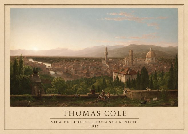 Thomas Cole View of Florence from San Miniato No1 - Juliste