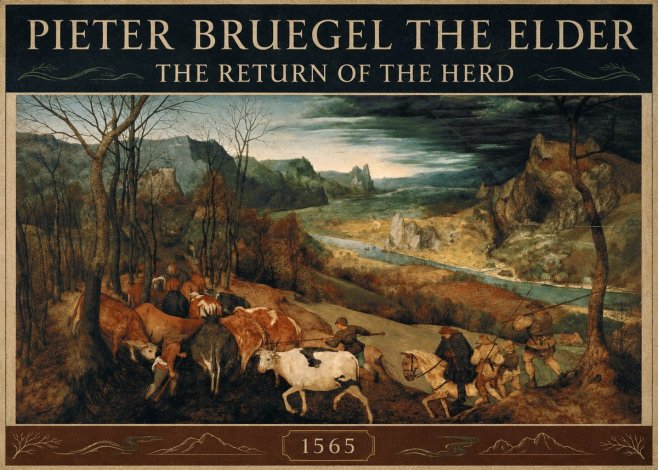 Pieter Bruegel The Return of the Herd No3 - Juliste