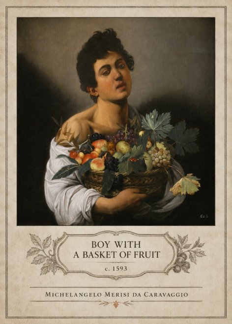 Michelangelo Merisi da Caravaggio Boy with a Basket of Fruit No4 - Juliste