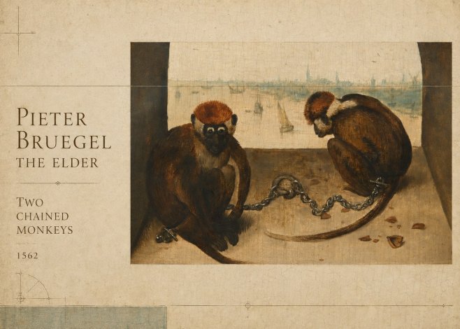 Pieter Bruegel Two Chained Monkeys II No5 - Juliste