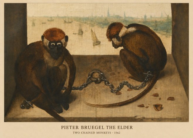 Pieter Bruegel Two Chained Monkeys II No6 - Juliste
