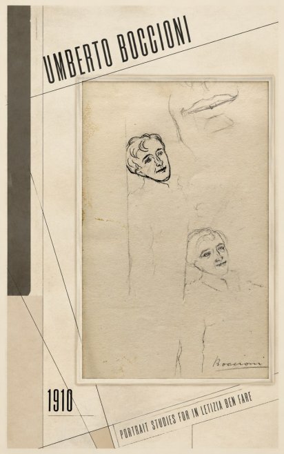 Umberto Boccioni Portrait Studies for in Letizia Ben Fare No2 - Juliste