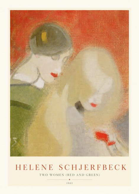 Helene Schjerfbeck Two Women (Red and Green) No1 - Juliste