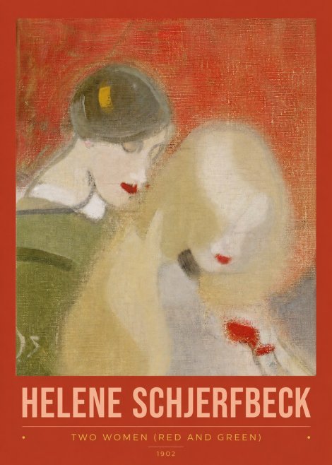 Helene Schjerfbeck Two Women (Red and Green) No2 - Juliste