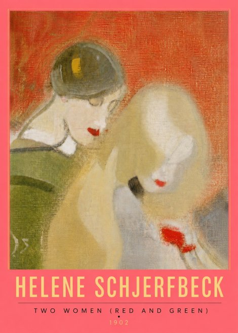 Helene Schjerfbeck Two Women (Red and Green) No6 - Juliste