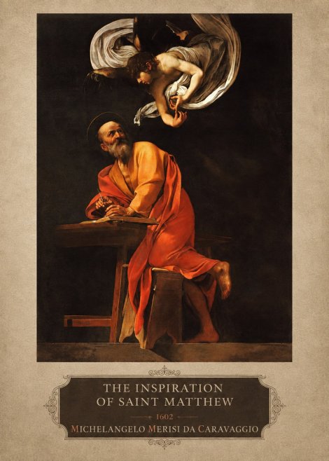 Michelangelo Merisi da Caravaggio The Inspiration of Saint Matthew II No4 - Juliste