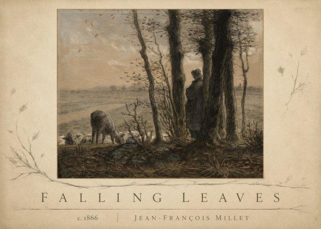 Jean-François Millet Falling Leaves No3 - Juliste